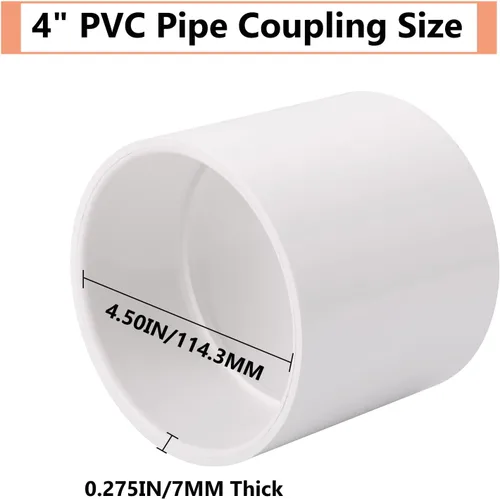 Vista 2 de Adaptador de acoplamiento de tubería de PVC de 4 pulgadas, accesorios de tubería (enchufe x enchufe), paquete de contratista, cédula 40, conectores