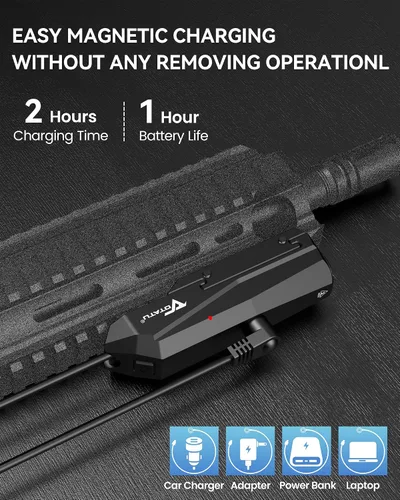 Vista 6 de VOTATU PL50S - Luz de arma de 1450 lúmenes con interruptor de presión, linterna Picatinny recargable para rifle, USB magnético recargable, modos