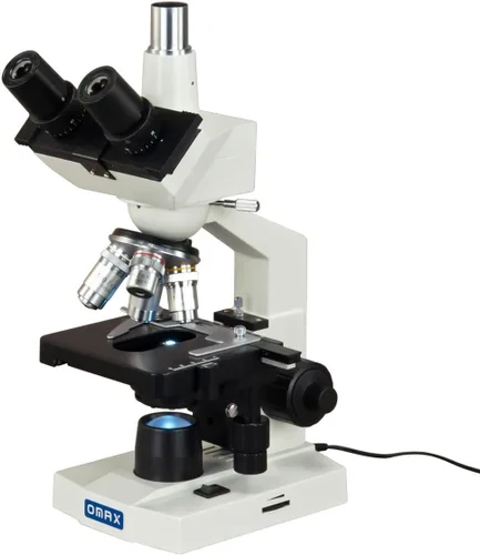 Vista 2 de OMAX Microscopio compuesto trinocular del laboratorio 40X-2500X LED con la etapa mecánica de la capa doble