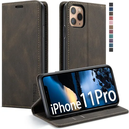 Vista 21 de japezop Funda para iPhone 11 Pro, iPhone 11 Pro funda tipo cartera para mujeres u hombres con [bloqueo RFID] soporte para tarjetas de crédito, funda