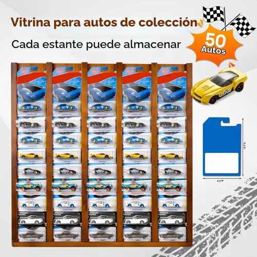 Vista 3 de Vitrina para coche con ruedas calientes cardadas, capacidad para 50 coches