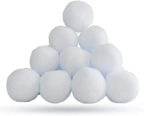 YBB Paquete de 20 bolas falsas de Navidad blancas como la nieve, bolas de felpa realistas de 2 pulgadas para interiores y exteriores, juego de