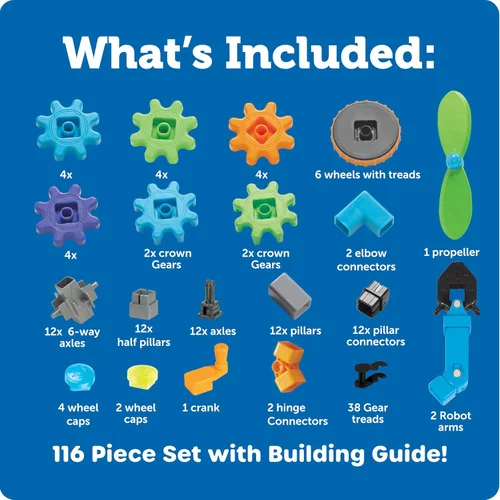 Vista 6 de Learning Resources Gears Gears Gears Robots In Motion - Juguetes de construcción, actividades STEM, habilidades motoras finas, kit explorador