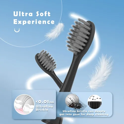 Vista 4 de Compatible con cabezales de repuesto para cepillo de dientes eléctrico para adultos Burst con tapas de cubierta antipolvo, ajuste perfecto con Negro