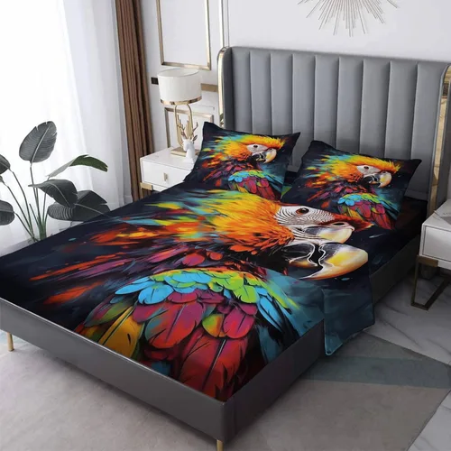 Vista 51 de Juego de sábanas abstractas tamaño individual, sábanas de microfibra suave, bolsillo profundo, sábanas y fundas de almohada estampadas sin arrugas