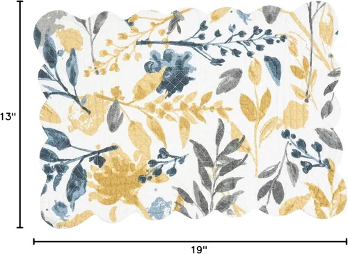 Vista 6 de C&F Home Mantel individual rectangular de algodón festoneado de 13 x 19 pulgadas, diseño floral natural para el hogar, para todas las estaciones