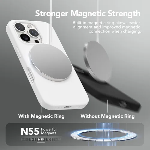 Vista 1645 de GONEZ Funda magnética para iPhone 14, compatible con Magsafe, con protector de pantalla + protector de cámara, forro de microfibra antiarañazos