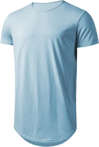 Athlemon Long Shirts for Men Hip Hop Shirts Longline Hipster Gym T Shirts Reflective Line Scallop Tee(Regular&Big and Tall)