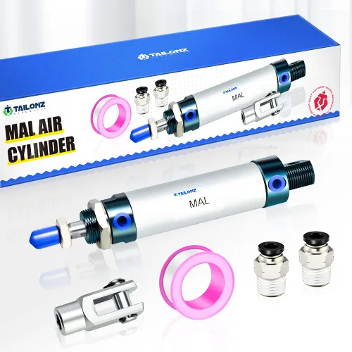 Vista 8 de TAILONZ PNEUMATIC Cilindro de Aire de 16mm Orificio 25mm Carrera de Doble Acción con Conector Y y 2 Piezas de Conexión de 6mm MAL16x25