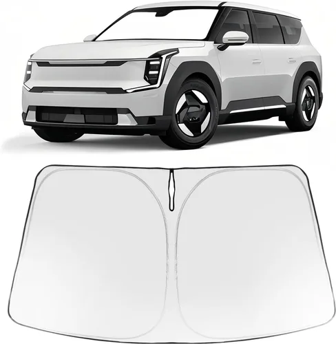 Vista 114 de Proadsy Parasol para parabrisas Rivian R1S 2022-2025 2026 de 4 capas plegable, protector de parasol frontal que bloquea los rayos UV, mantiene