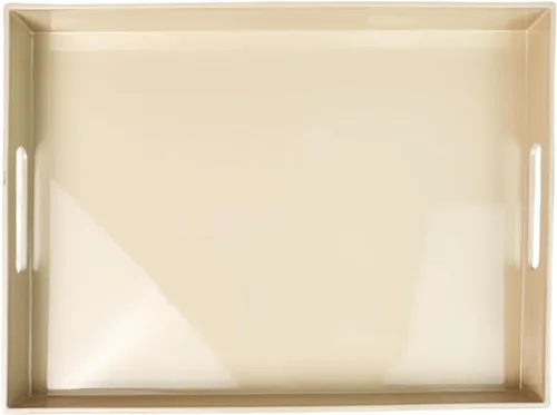 Bandeja decorativa beige, bandeja rectangular grande con asas, bandeja de plástico para mesa auxiliar otomana, sala de estar, mesa de cocina, 15.7 x