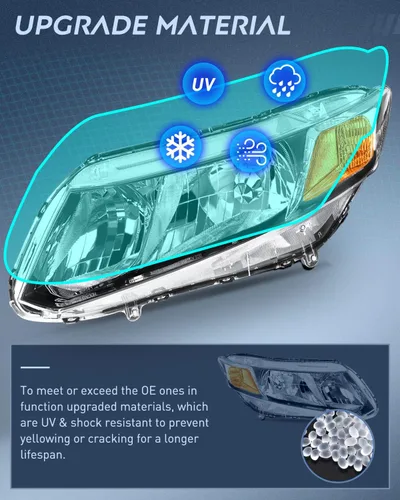 Vista 6 de Nilight Conjunto de faros para Honda Civic Sedán 4 puertas 2012 2013 2014 2015 y Coupe 2 puertas 12 13, Carcasa negra