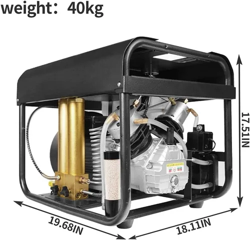 Vista 4 de TUXING Compresor de aire PCP de 4500 psi, compresor de buceo, filtración de dos etapas, apagado automático, sistema de enfriamiento dual para rifles