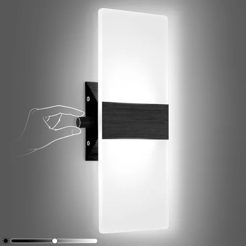 Vista 12 de Lightess Aplique de pared moderno regulable. Aplique de pared de 12W en negro, lámpara de pared interior de acrílico para dormitorio, sala de estar
