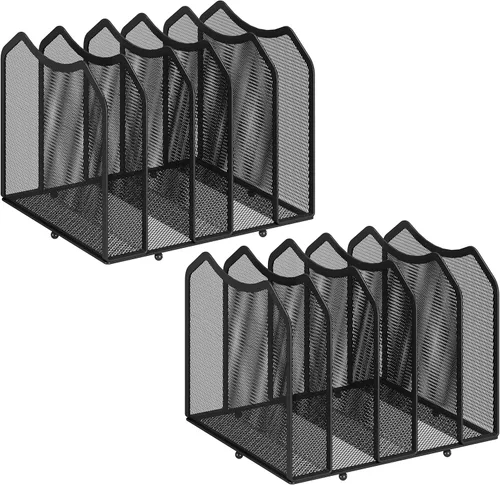 Simple Trending Organizador clasificador de archivos de escritorio de malla, estantería de 5 secciones para escritorio, oficina en casa, color negro