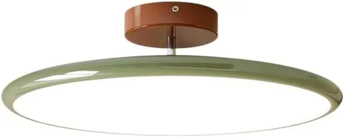 Vista 7 de Round Semi Flush Mount Ceiling Light Retro Adjustable Three Color Temperature Eye Protection Indoor Lamp for Bedroom Office Kitchen Living Yellow
