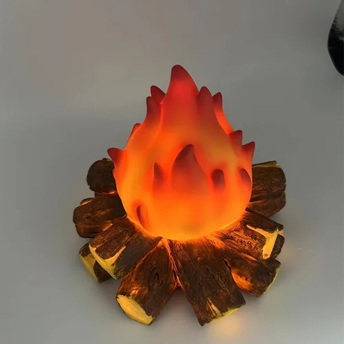 Vista 13 de Farol de chimenea pequeño y acogedor tradicional realista con efecto de llama de leña, luz LED, estilo carbón, lámpara de mesa