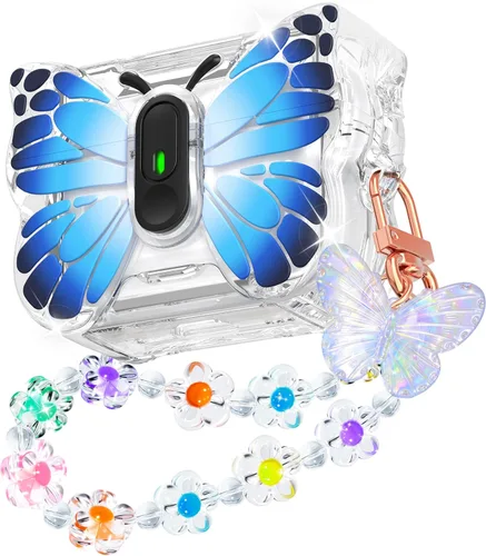 Vista 14 de R-fun Funda para AirPods Pro 2 Butterfly Artistry - Tapa desplegable automática y función de soporte, protección de grado militar de 360°