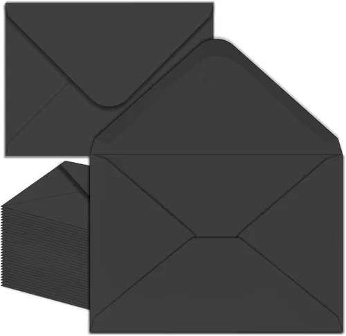 Paquete de 50 sobres negros A4 de 4 x 6 pulgadas para invitaciones, imprimibles, autosellables para bodas, invitaciones, fotos, postales, tarjetas