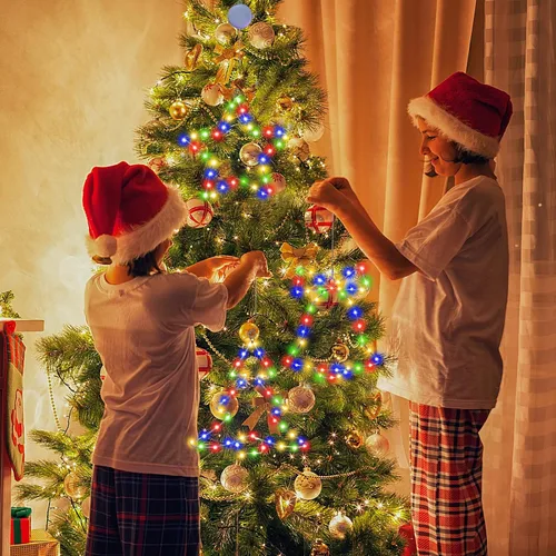 Vista 6 de 3 luces de ventana de Navidad, marco de metal, decoración de ventana de Navidad, funciona con pilas, luces colgantes de árbol de Navidad, cascabel