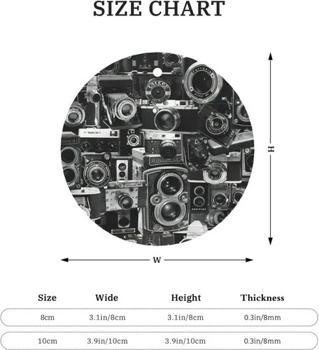 Vista 4 de Retro Cool Camera Collection Print Modern Round Christmas Ornaments, Ready-to-Hang Christmas Vacation Ornaments and Decor