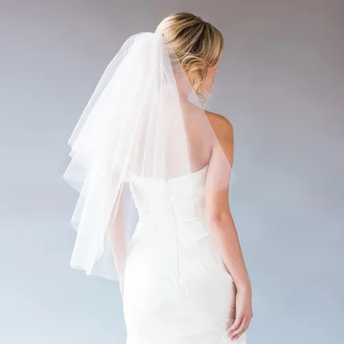 Vista 2 de Fangsen Velo de novia de boda con peine velo nupcial de 1 nivel