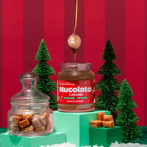 Vista 4 de NUCOLATO Crema de caramelo y avellana 12.3 oz - 350 g Apto para dieta cetogénica - Sin gluten - Sin azúcar añadido El mejor postre bajo