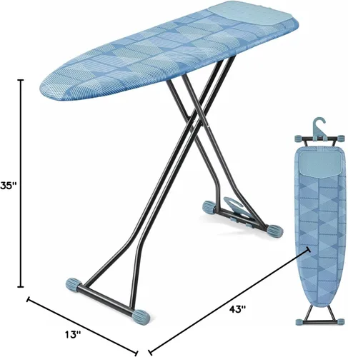 Vista 7 de APEXCHASER Tabla de planchar con descanso para plancha, tabla de planchar compacta y ahorradora de espacio, cubierta extra gruesa, altura ajustable
