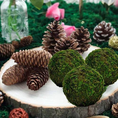 Vista 5 de BYHER Bola decorativa de musgo verde natural, hecha a mano (3.5 pulgadas, juego de 6)