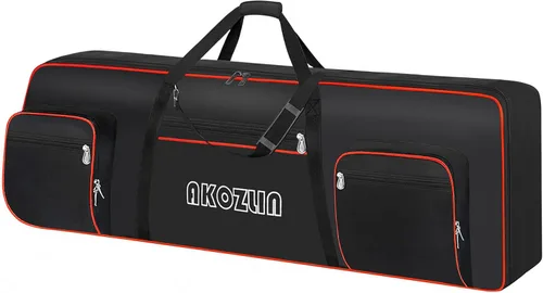 Vista 10 de AKOZLIN Funda suave para teclado de 49 teclas, funda para teclado de 49 teclas, funda para teclado de piano con asa y correas ajustables y bolsillos