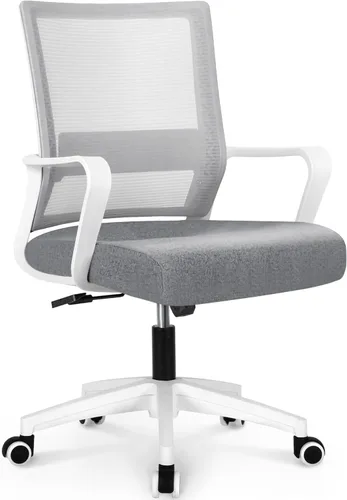 Vista 16 de NEO CHAIR Silla de oficina para videojuegos, silla de computadora ergonómica de malla con respaldo medio con ruedas, soporte lumbar, cómoda, Rosa