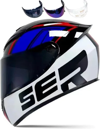 Vista 18 de HTLNUZD - Casco de motocicleta de cara completa, compatible con Pinlock, viseras transparentes y tintadas, modelo aprobado por DOT, casco de moto