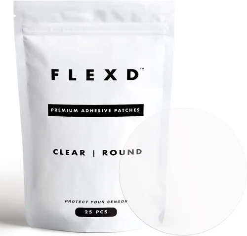 Flexd - Libre 3 Fundas para Sensores Impermeables, Parches Adhesivos Freestyle (Paquete de 25) - Redondas, Transparente