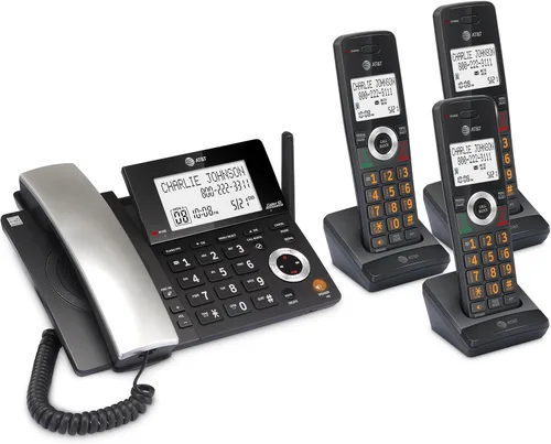 Vista 17 de AT&T DECT 6.0 Teléfono doméstico con cable/inalámbrico con 3 auriculares y contestador automático, bloqueador inteligente de llamadas, identificador