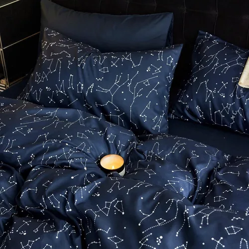 Vista 3 de Wake In Cloud - Juego de funda de edredón de constelación, astrología espacial de galaxia celestial para adolescentes, niños y niñas, ropa de cama