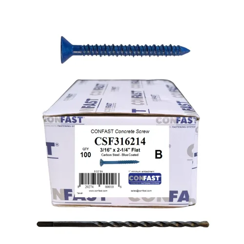 Vista 15 de CONFAST Anclaje de Tornillo de Concreto Phillips Plano Azul de 1/4 pulgadas x 1-3/4 pulgadas con Broca para Anclar a Mampostería, Bloque o Ladrillo