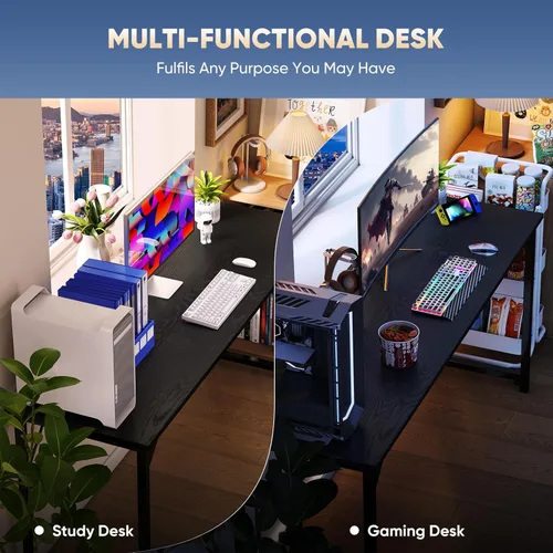 Vista 8 de DUMOS Escritorio de oficina pequeño de 32 pulgadas para computadora de estilo moderno y simple, mesa de trabajo de estudio para el dormitorio