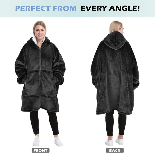 Vista 6 de Catalonia Sudadera con capucha y cremallera, chaqueta Sherpa de gran tamaño, regalo para ella