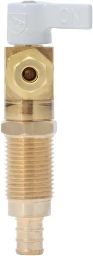 Vista 2 de SharkBite Válvula de fabricación de hielo de crimpado de 1/2 pulgada, accesorio de fontanería de latón, tubo PEX, PE-RT, 25095A