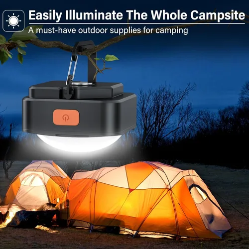 Vista 3 de Luces de Campamento Recargables FLY2SKY 2 Piezas Luces Negras para Tienda de Campaña Mini Linterna Linterna LED Portátil de Campamento Equipo