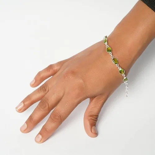 Vista 2 de Pulsera de gemas Ana Crafts, pulsera de eslabones ajustable, superposición de plata, joyería hecha a mano, engaste, regalo para ella, regalo