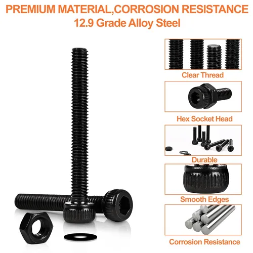 Vista 3 de 600 piezas de kit de tornillos M2, pernos M2 premium, surtido de tornillos de cabeza hexagonal con tuercas y arandelas, M2 x 4 mm / 6 mm / 8 mm / 10