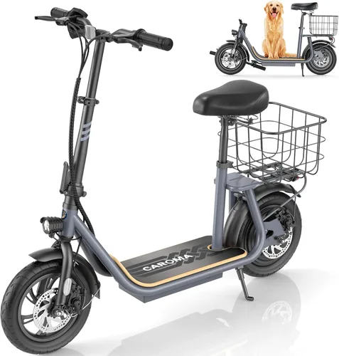 Vista 49 de Caroma Electric Scooter with Seat, Max 30 Miles Range&20MPH Speed, Peak 800/1200W Motor, Foldable Electric Scooter for Adults and Teens, Commuter E