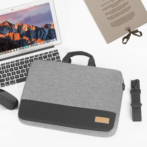 Vista 2 de Funda para laptop de 15.6 pulgadas, resistente al agua, funda de transporte para laptop, correa de hombro, maletines para computadora compatible