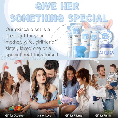 Vista 6 de Set de Cuidado de la Piel con Leche Regalos para Adolescentes - Cuidado de la Piel para Adolescentes 10-12 - Set de Cuidado de la Piel Hidratante