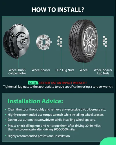 Vista 5 de SCITOO 2 espaciadores de rueda de 5 x 115 pulgadas de diámetro de 1.5 pulgadas, pernos de 14 x 1.5 pulgadas, espaciadores de rueda de 5 lengüetas