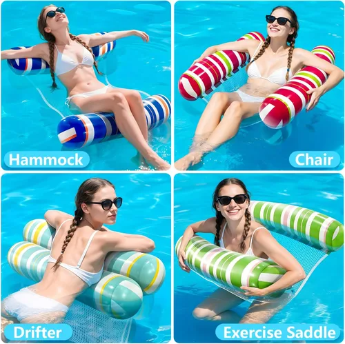 Vista 2 de Adult Pool Floats, Inflatable Water Hammock, Beach Vacation Essentials for Pool, Lake, or Summer Parties