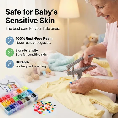 Vista 6 de LIHAO Juego de broches y alicates a presión, 375 juegos de botones de plástico T5 para coser y manualidades