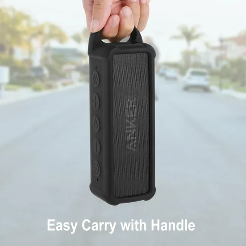 Vista 8 de TXEsign Funda de silicona compatible con altavoz portátil Anker Soundcore 2, funda protectora de viaje con asa y mosquetón para altavoz Anker