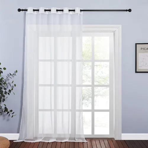 Vista 10 de NICETOWN Cortina transparente para puerta de patio, cortina vertical de gasa, panel de cortina extra ancho, tratamiento de ventana para puerta Blanco